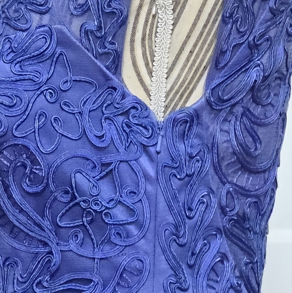 Sue Wong Embroidered Blue Sheath Cocktail Dress Size 10 - Picture 3 of 7